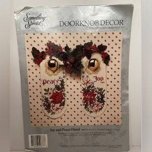 Candamar JOY AND PEACE FLORAL DOORKNOB DECOR Counted Cross Stitch Kit. Opened
